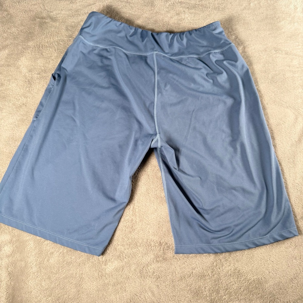 Baleaf Womens Blue High Waisted Athletic Biker Shorts‎ with Pockets Size XL